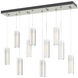 Exos Glass 10 Light 44.5 inch Sterling Pendant Ceiling Light in Opal, Rectangular
