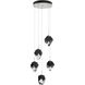 Chrysalis 5 Light 15.4 inch White Pendant Ceiling Light in Black Crystal, Standard