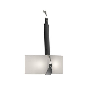 Saratoga 2 Light 16 inch Black and Polished Nickel Sconce Wall Light in Leather Black, Black/Polished Nickel, Flax