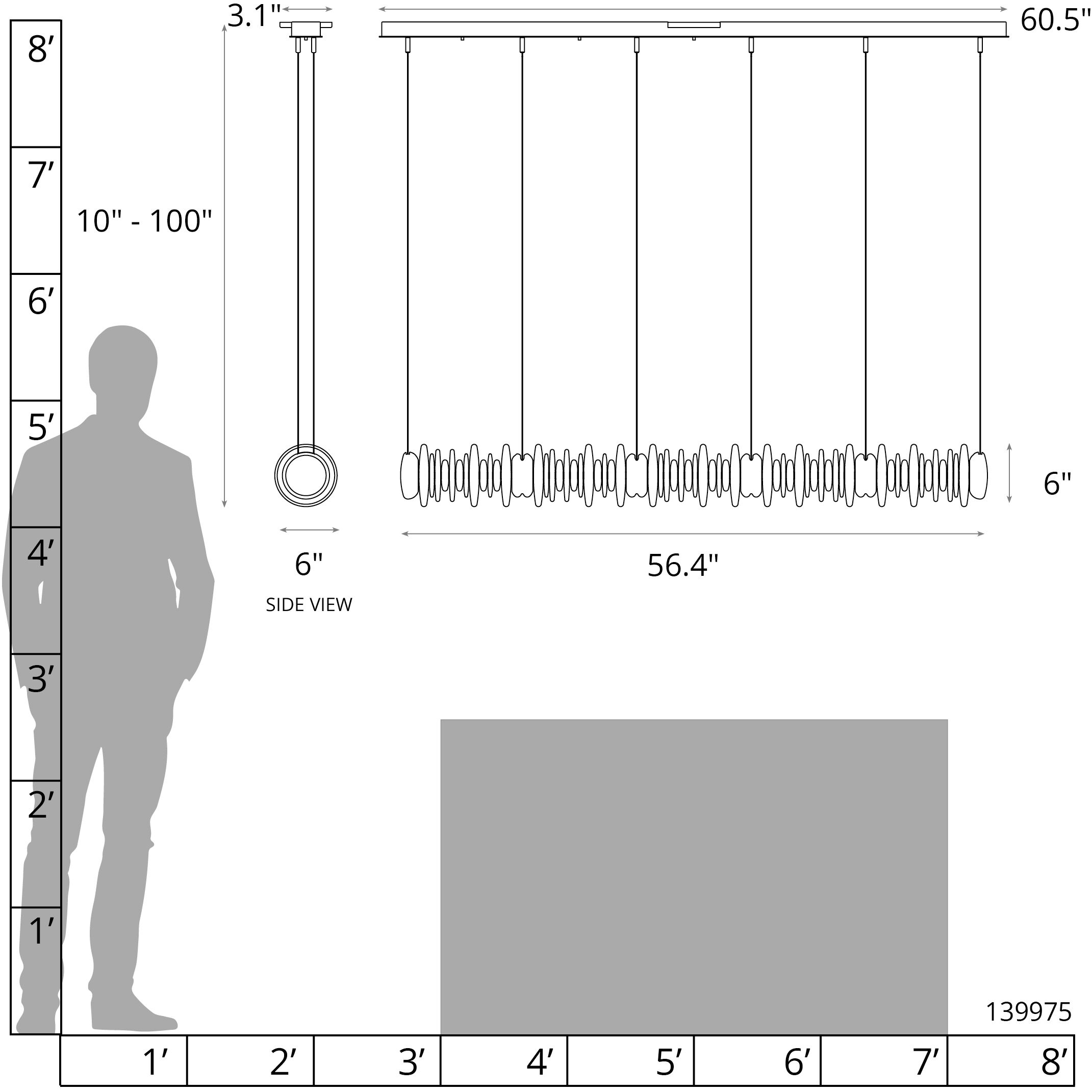 Cairn Linear Pendant Ceiling Light in Oil Rubbed Bronze