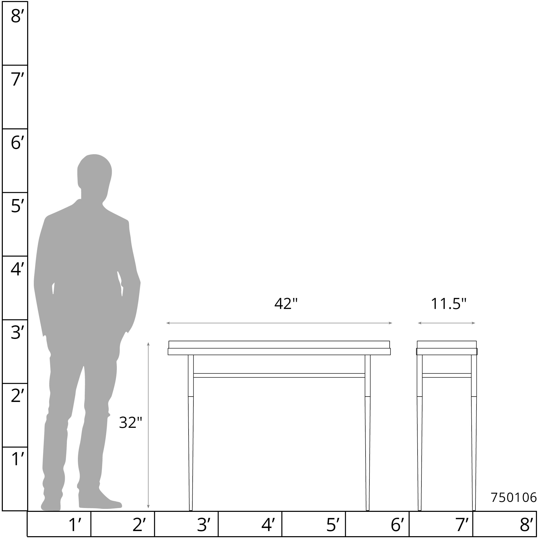 Wick 42 X 11.5 inch Modern Brass Console Table in Maple Espresso