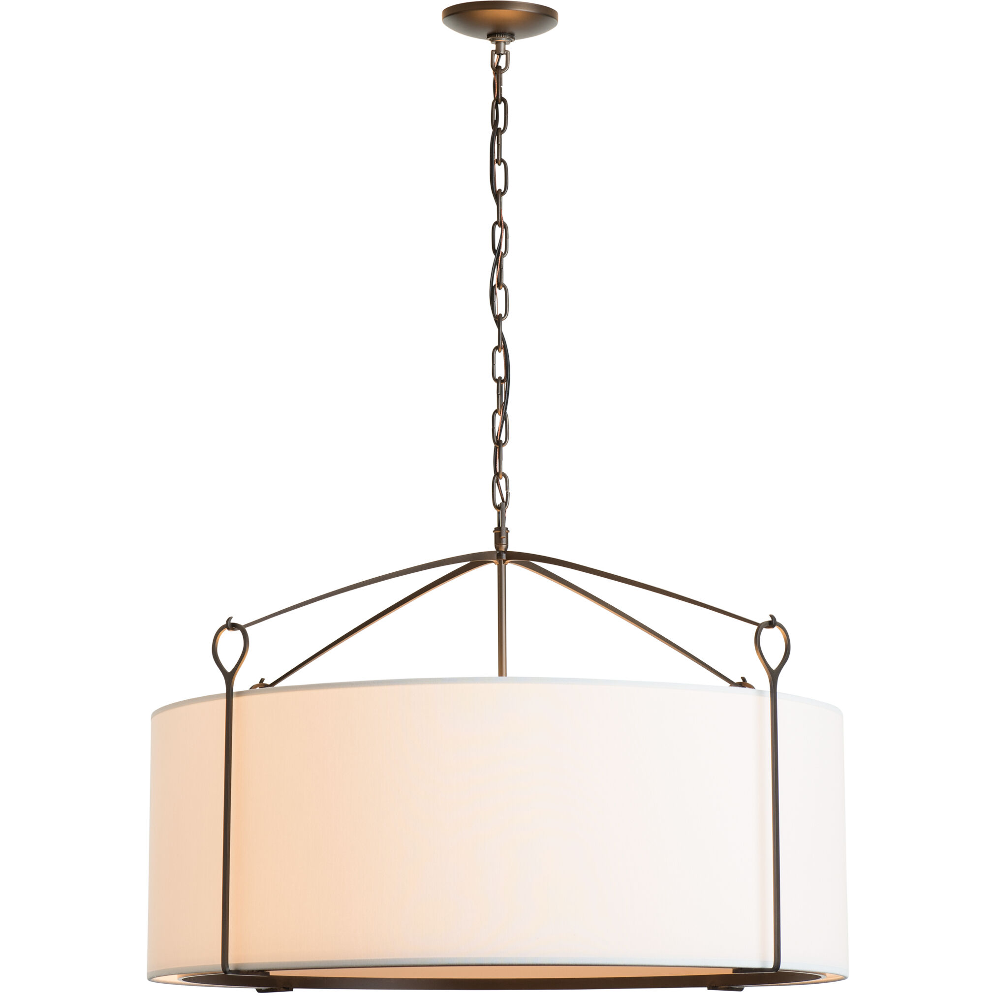 Bow 4 Light 30 inch Dark Smoke Pendant Ceiling Light in Natural Anna, Large