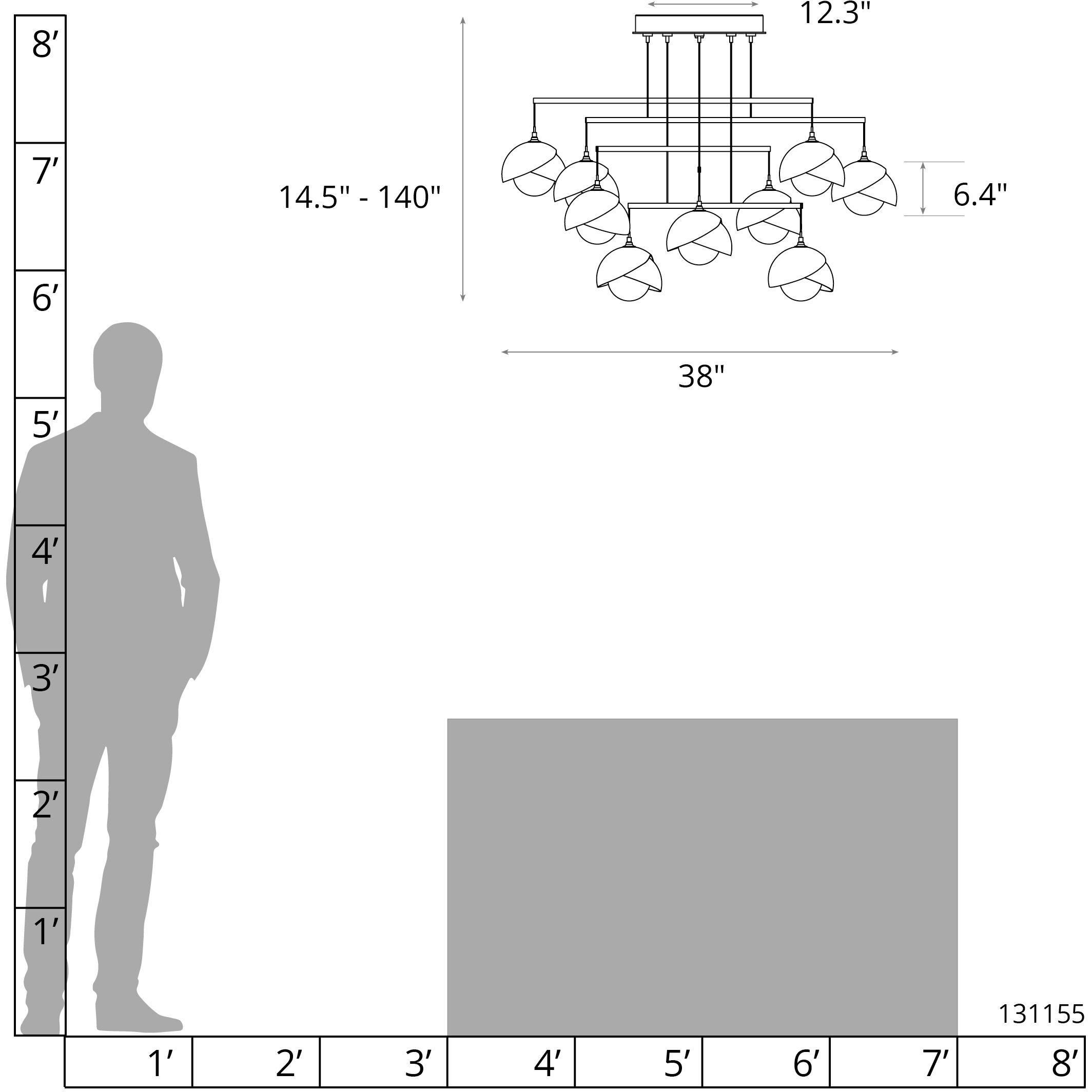 Brooklyn 10 Light 38 inch Black and Ink Mobile Pendant Ceiling Light, Double Shade