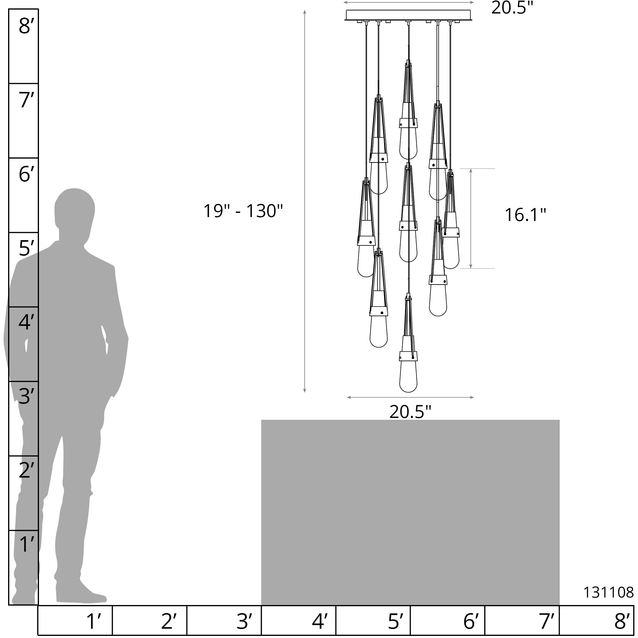 Link 9 Light 20.5 inch Sterling Pendant Ceiling Light, Round