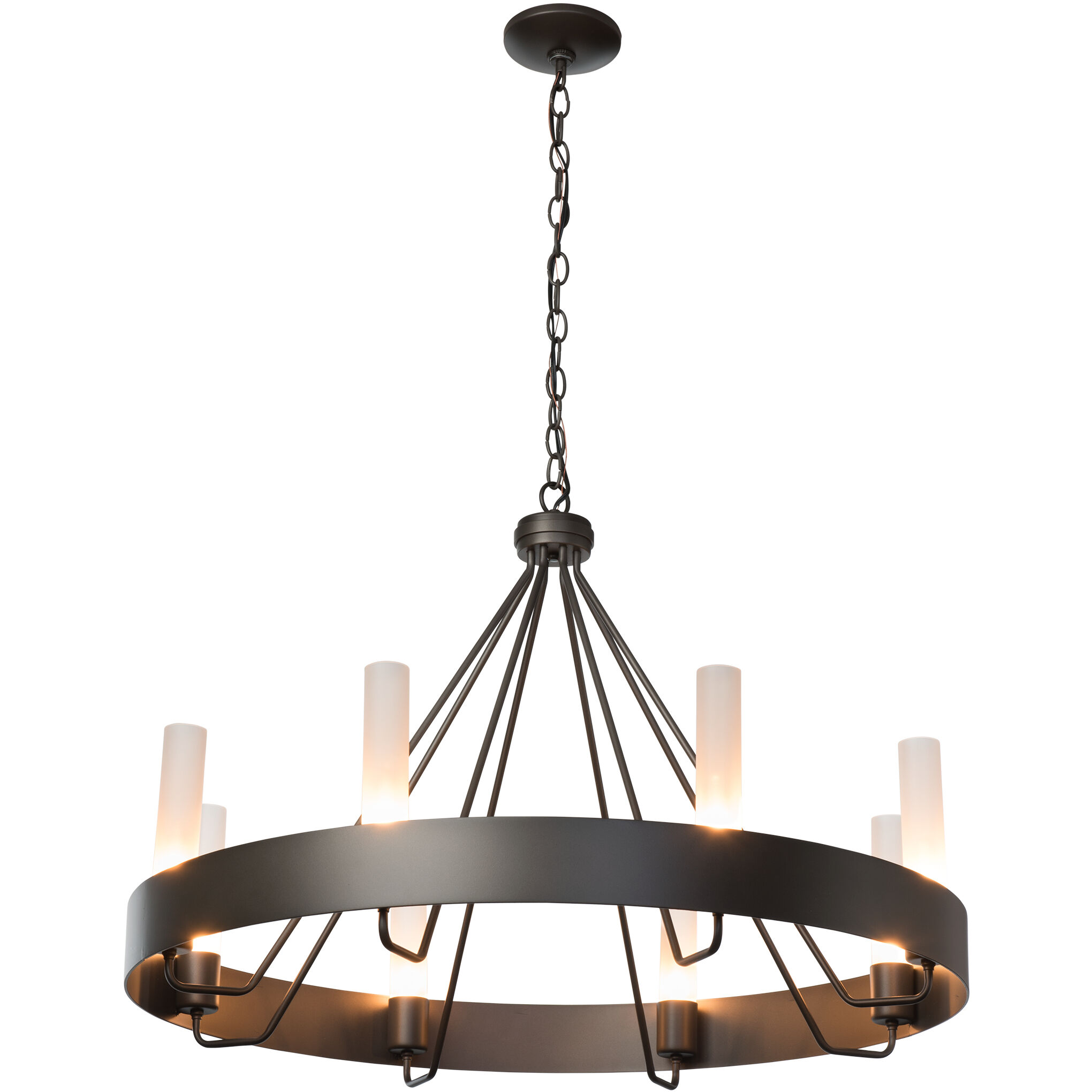 Banded Ring 8 Light 32 inch Dark Smoke Chandelier Ceiling Light in Frosted