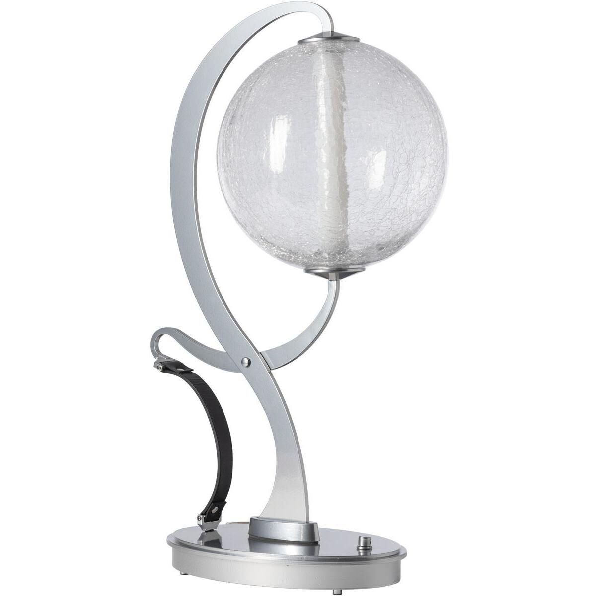 Pression 24.5 inch 4.3 watt Sterling Table Lamp Portable Light in Leather Black, Crackle