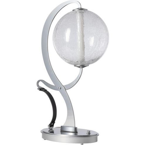 Pression 24.5 inch 4.3 watt Sterling Table Lamp Portable Light in Leather Black, Crackle