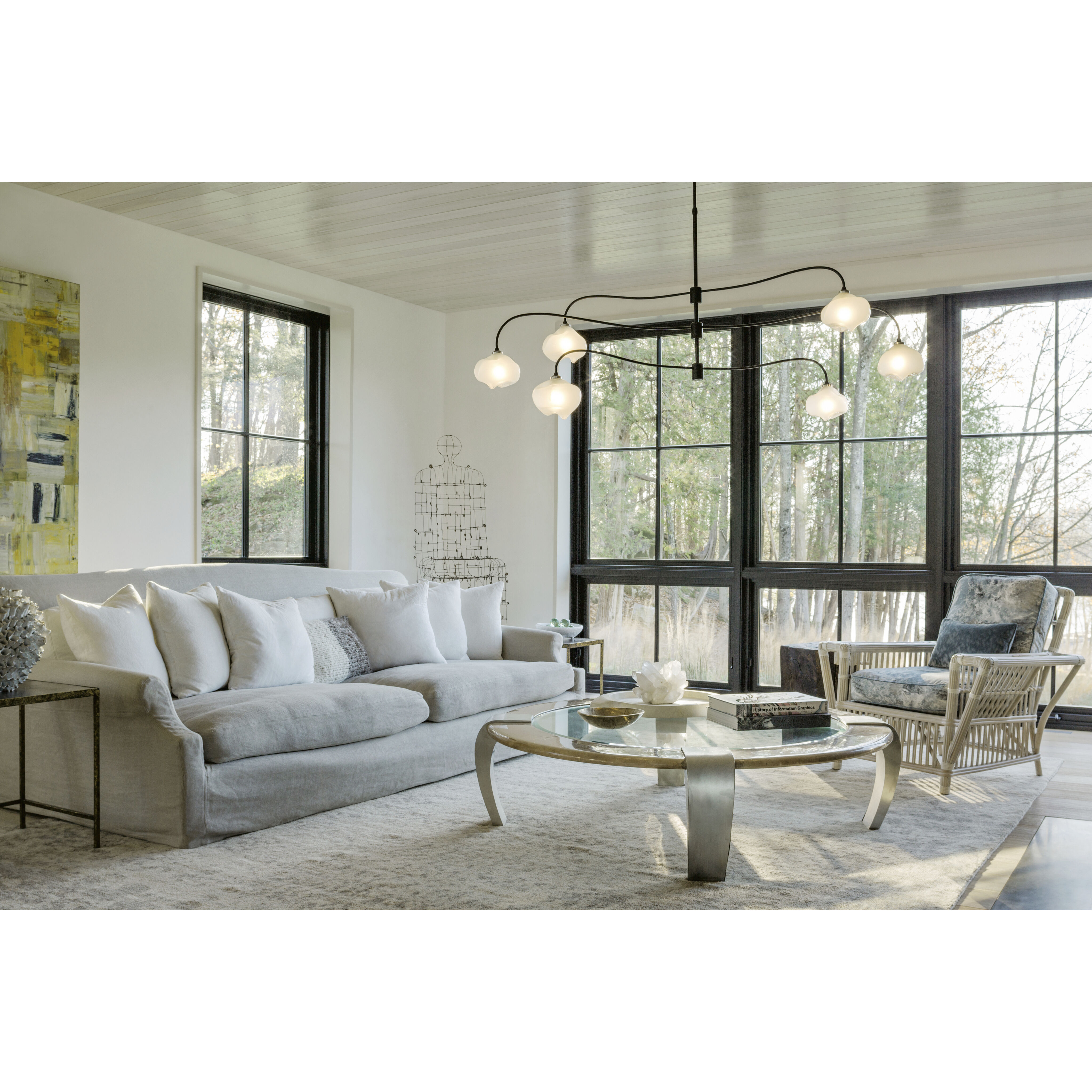 Ume 6 Light 58.6 inch Natural Iron Pendant Ceiling Light in Frosted, Large