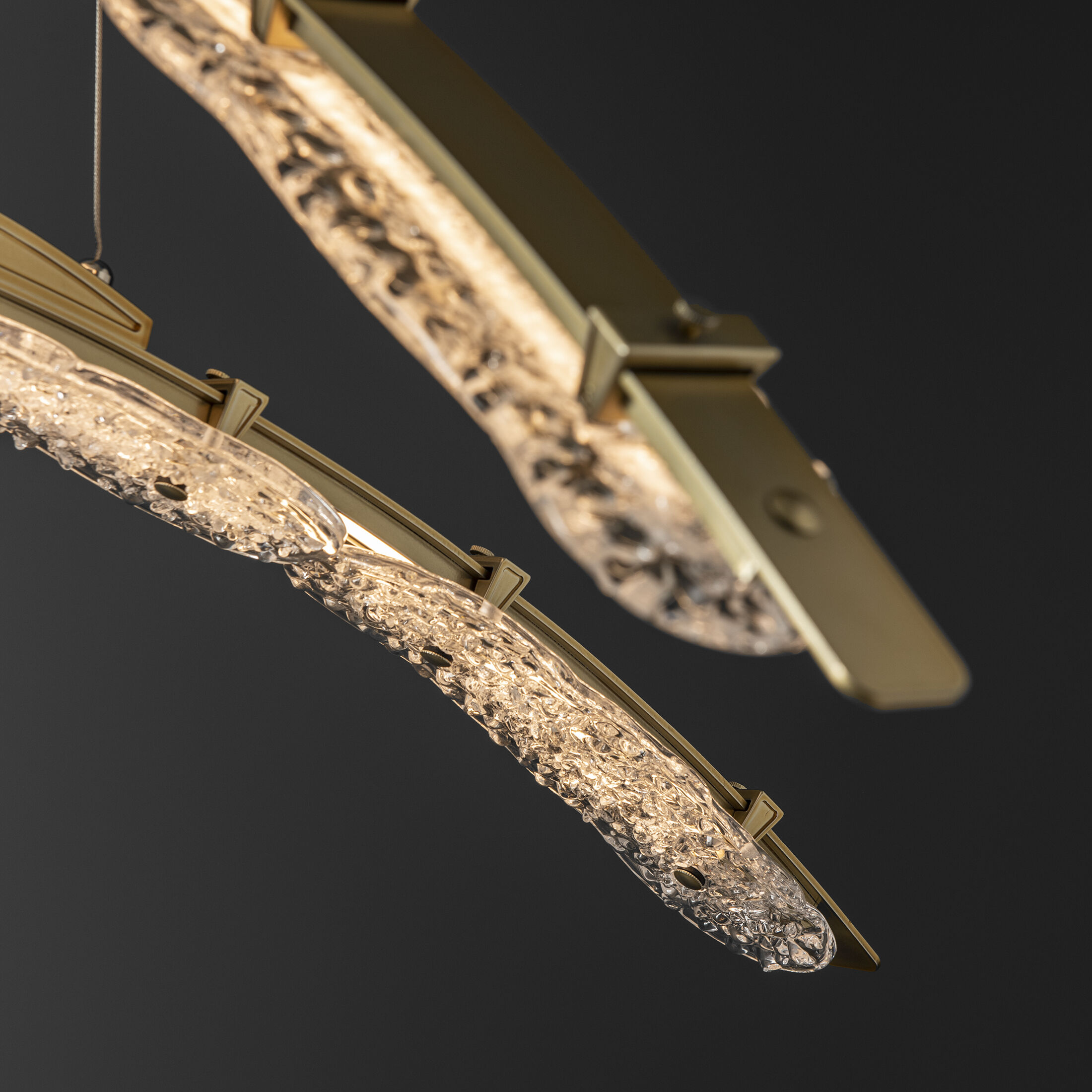 Glissade LED 43.5 inch Modern Brass Double Pendant Ceiling Light, Large