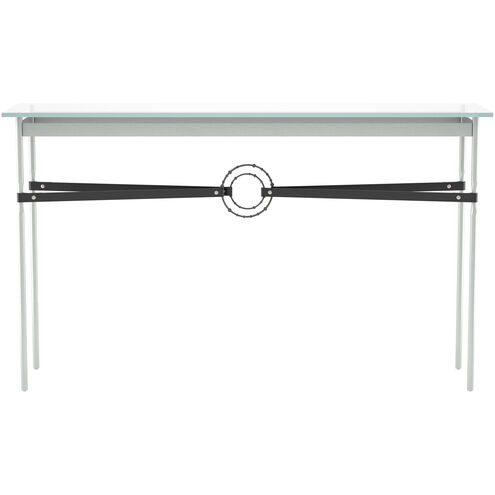 Equus 54 X 14 inch Vintage Platinum and Natural Iron Console Table in Leather Black, Vintage Platinum/Natural Iron