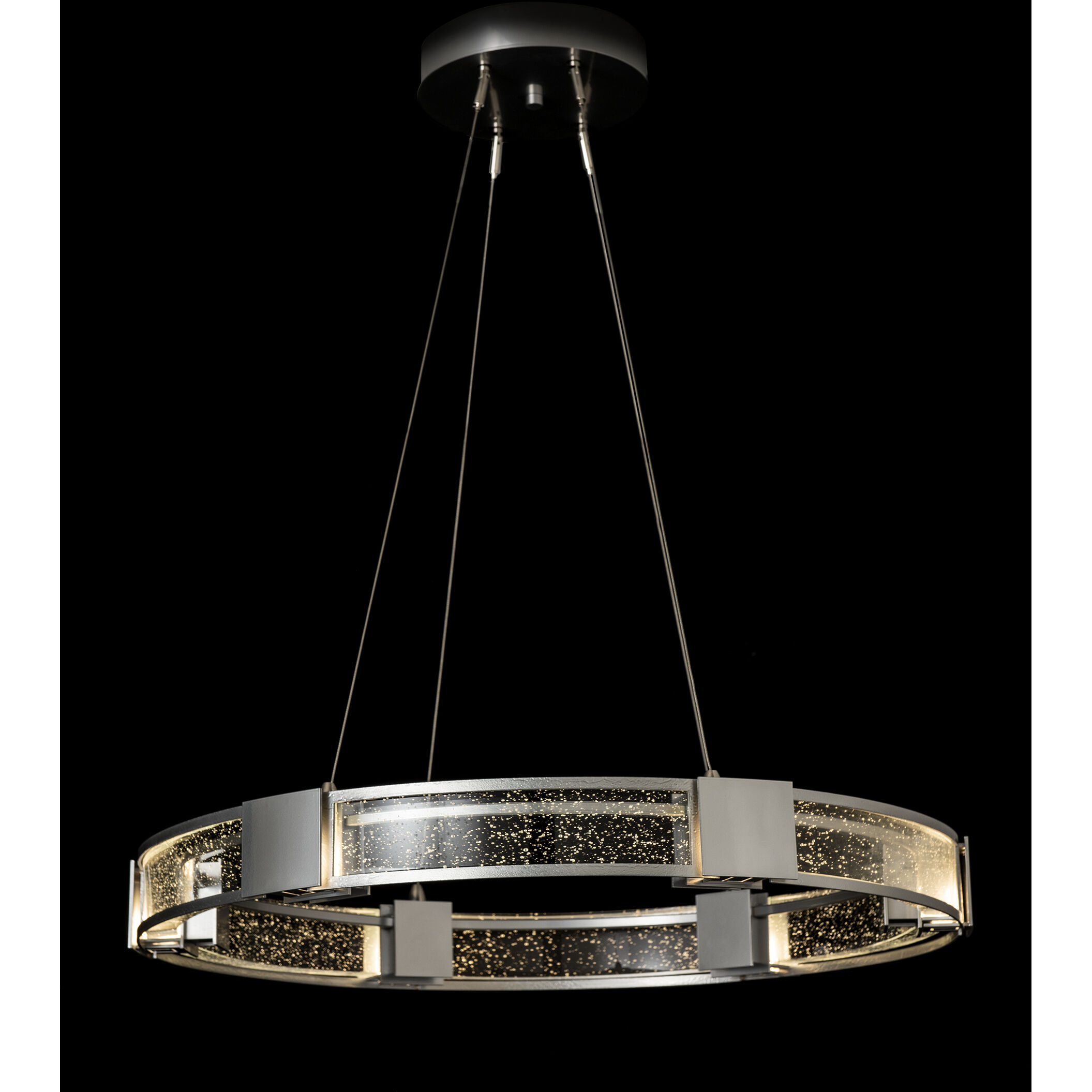 Aura 6 Light 28.9 inch Sterling Pendant Ceiling Light in Seeded Clear