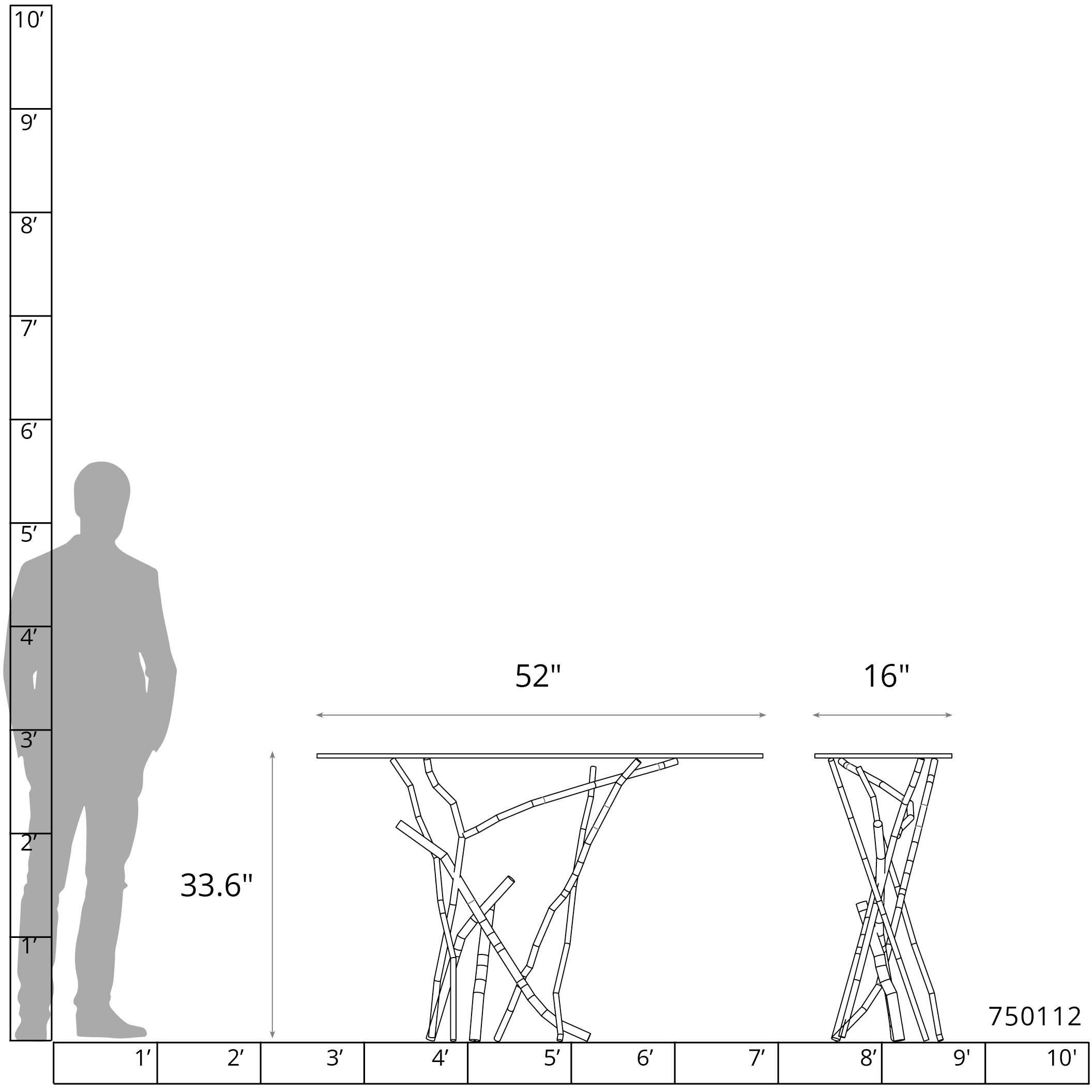 Brindille 52 X 16 inch Modern Brass Console Table
