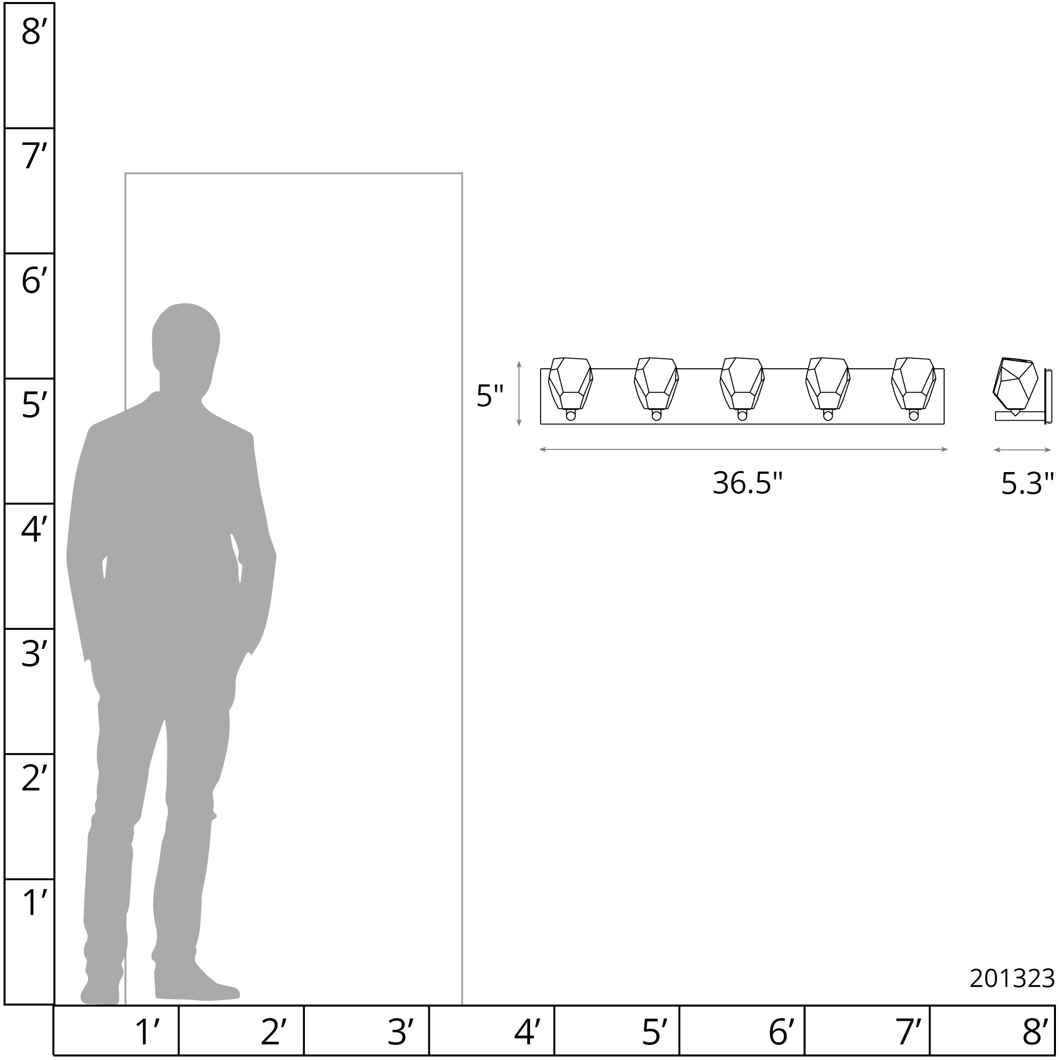 Gatsby 5 Light 36.5 inch Modern Brass Bath Sconce Wall Light