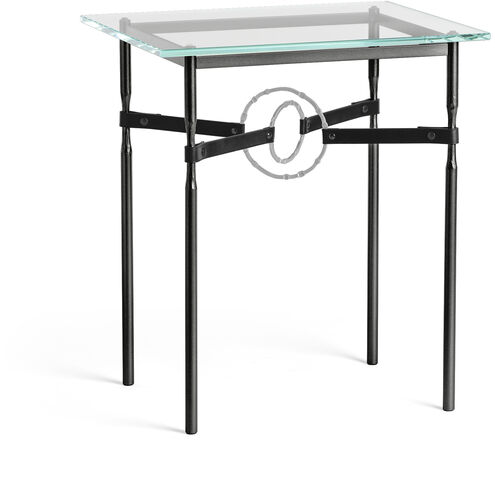 Equus 25.1 X 22 inch Black and Vintage Platinum Side Table in Leather Black, Black/Vintage Platinum