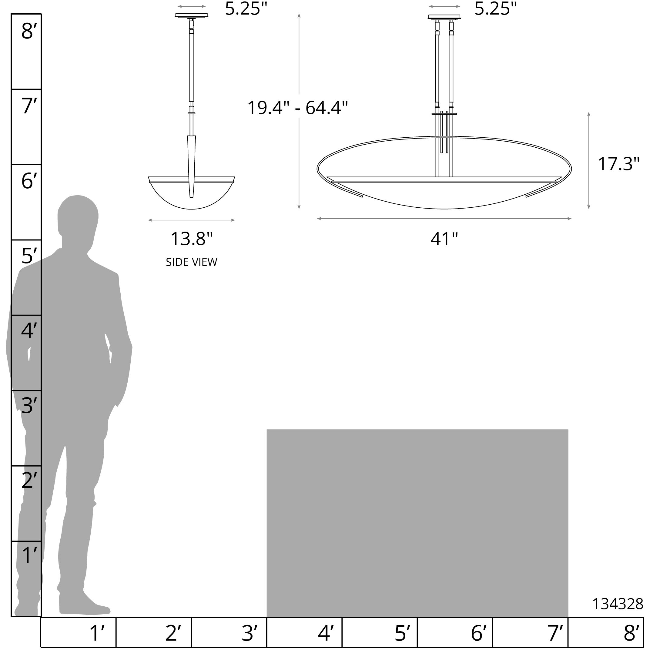 Mackintosh 2 Light 41 inch Sterling Pendant Ceiling Light, Large