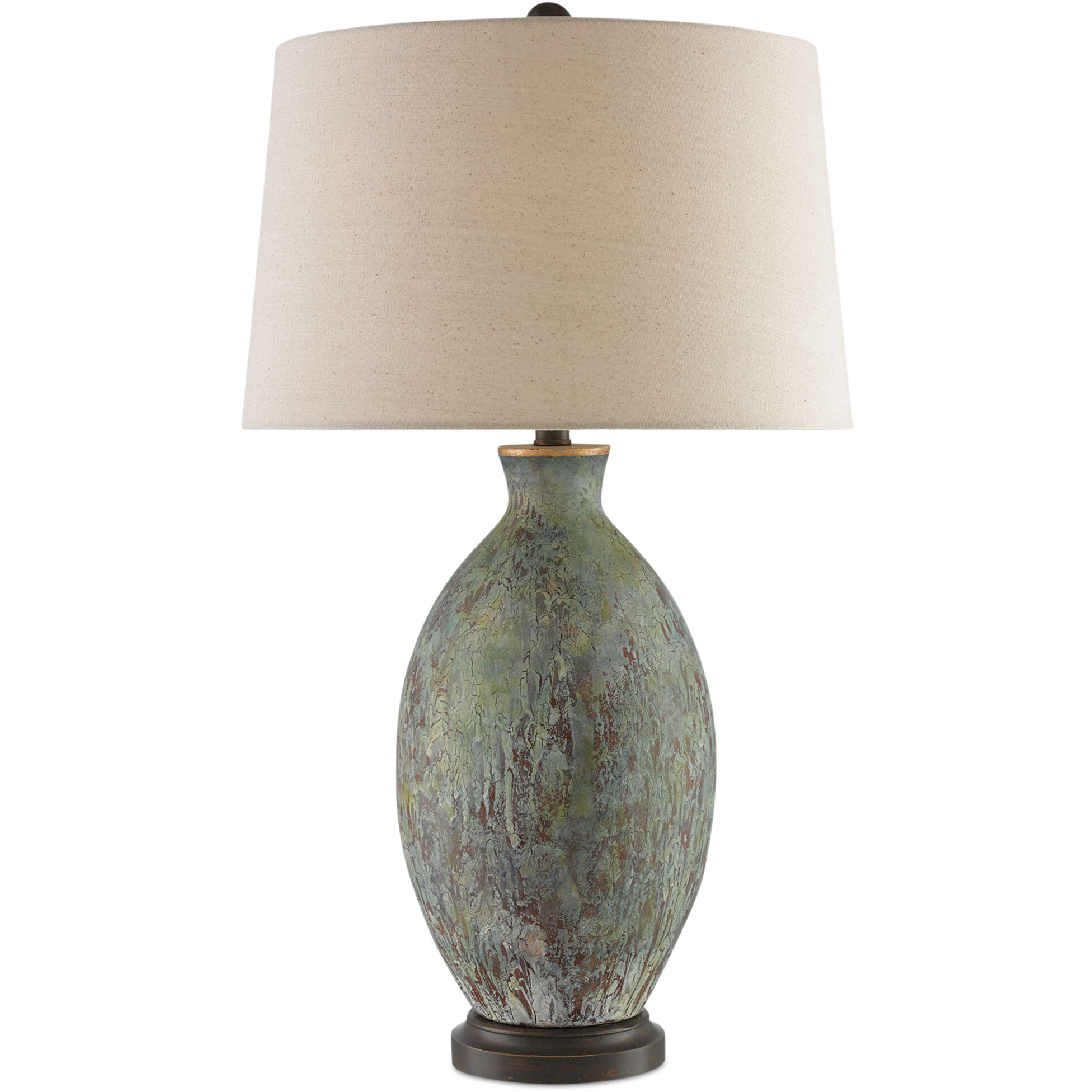 Remi 30 inch 150 watt Green/Dark Red/Bronze Gold Table Lamp Portable Light