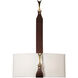 Saratoga 2 Light 16 inch Black and Antique Brass Sconce Wall Light in Leather British Brown, Black/Antique Brass, Natural Anna