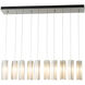 Exos Glass 10 Light 44.5 inch Sterling Pendant Ceiling Light in Opal, Rectangular