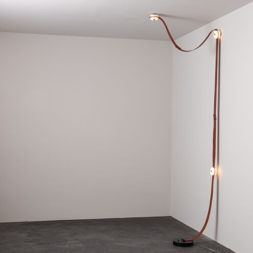 Art & Alchemy SNAPS LED 36 inch White Floor-to-Ceiling Plug-in Lamp Ceiling Light in Black Leather with Alabaster