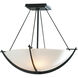 Compass 3 Light 18.1 inch Black Semi-Flush Ceiling Light in Opal, Small