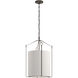 Bow 3 Light 19.3 inch Dark Smoke Pendant Ceiling Light in Flax, Tall