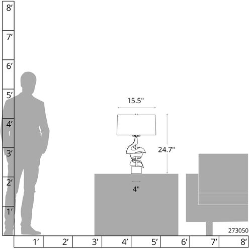 Gallery Twofold 24.7 inch 150 watt Dark Smoke Table Lamp Portable Light in Natural Anna, Twofold