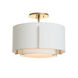 Exos 1 Light 16.1 inch Modern Brass Semi-Flush Ceiling Light in Natural Anna, Small