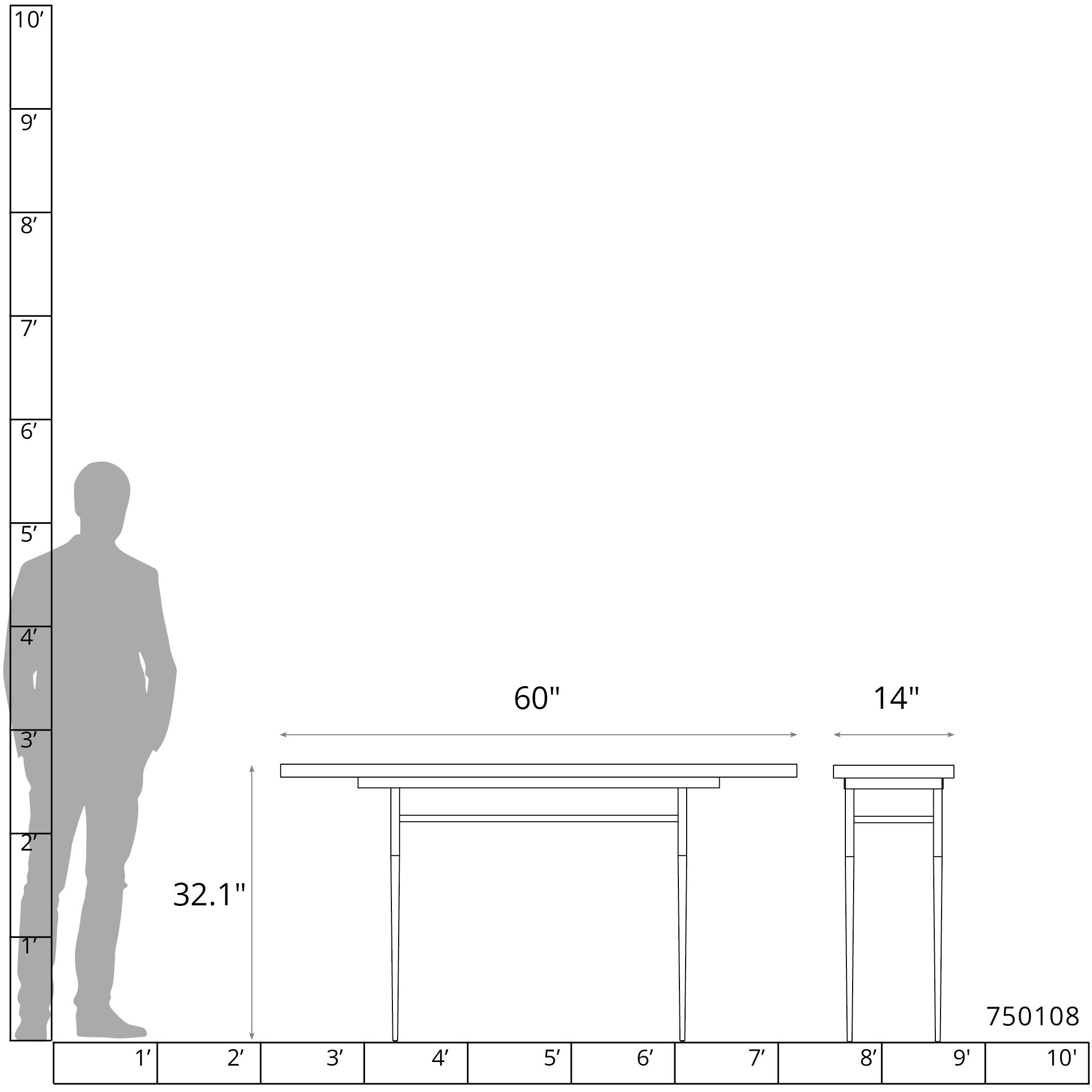 Wick 60 X 14 inch Modern Brass Console Table in Maple Espresso
