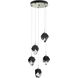 Chrysalis 5 Light 15.4 inch Sterling Pendant Ceiling Light in Black Crystal, Small