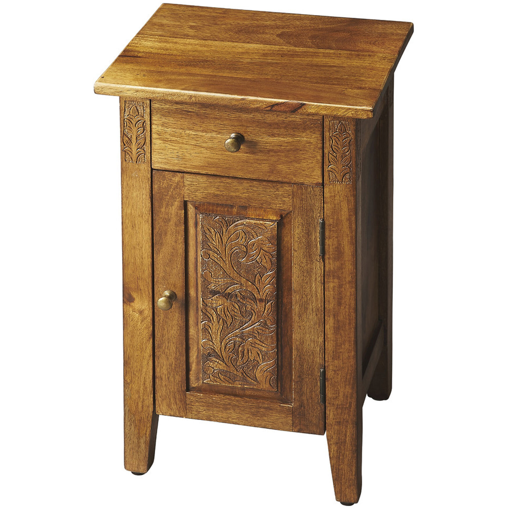 Webster Hand Carved Artifacts Chairside Chest