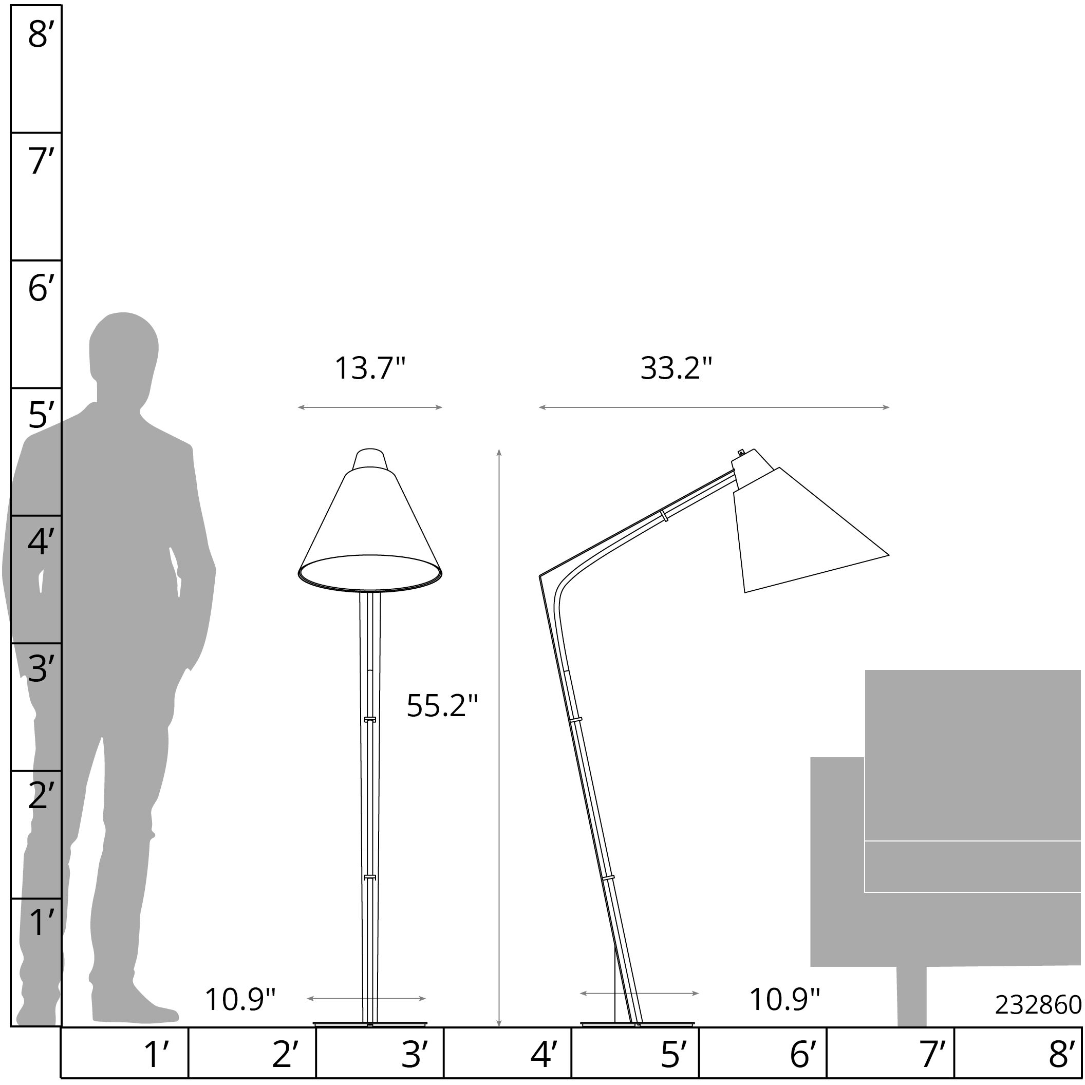 Reach 55.2 inch 100 watt Sterling Floor Lamp Portable Light in Flax