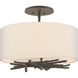 Brindille 3 Light 15 inch Natural Iron Semi-Flush Ceiling Light in Flax