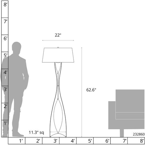 Moreau 62.6 inch 150 watt Modern Brass Floor Lamp Portable Light in Natural Anna