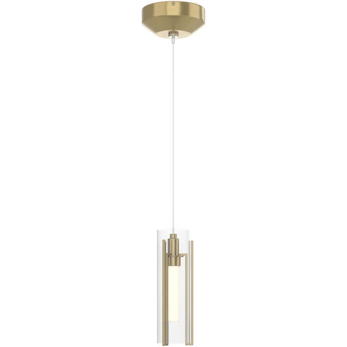 Exos Glass 1 Light 3.46 inch Modern Brass Mini Pendant Ceiling Light in Clear