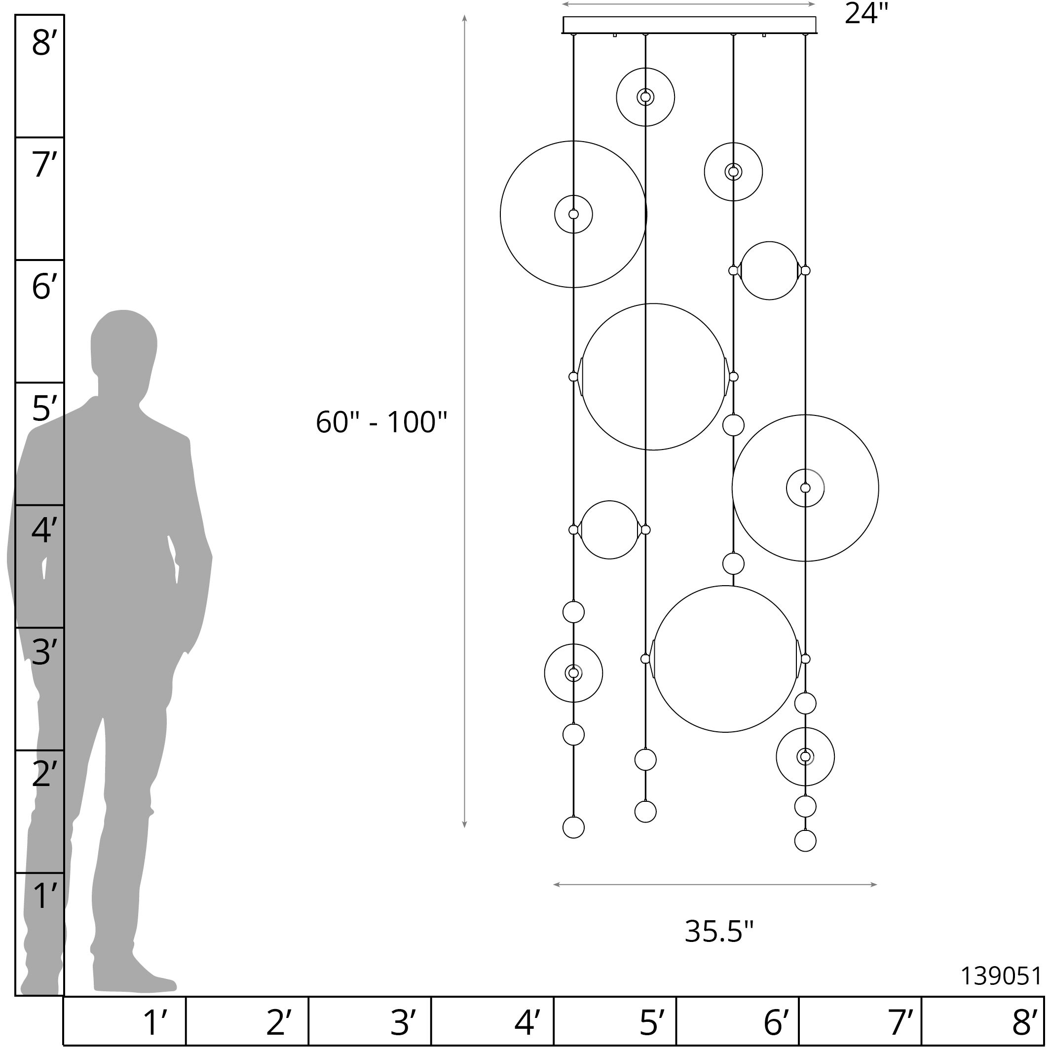 Abacus LED 35.5 inch Bronze Pendant Ceiling Light in Opal, Square