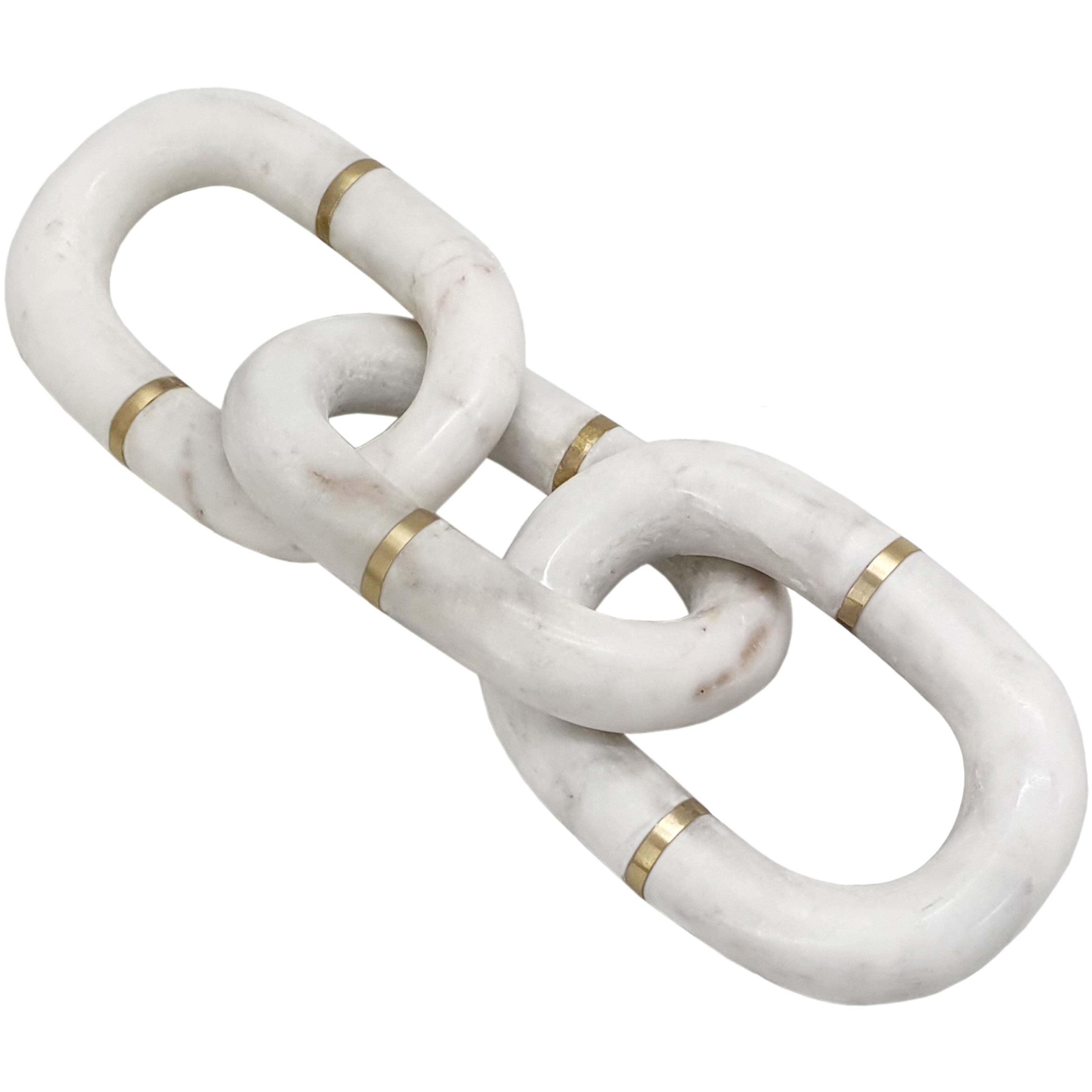 Anita White/Gold Marble Chain Decor