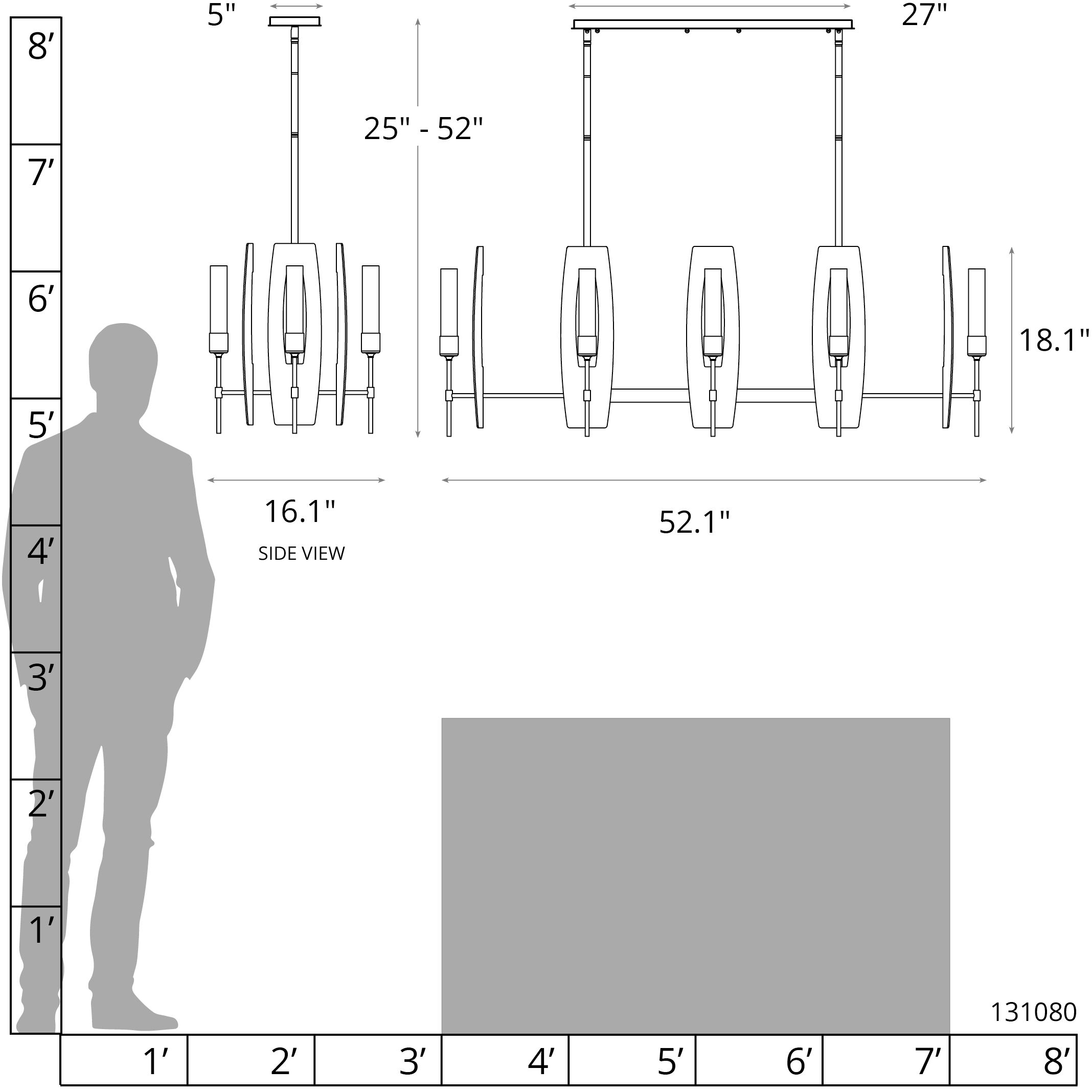 Passage 8 Light 52.1 inch Sterling Pendant Ceiling Light in Frosted