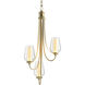 Flora 3 Light 15.8 inch Modern Brass Chandelier Ceiling Light in Seeded with Opal