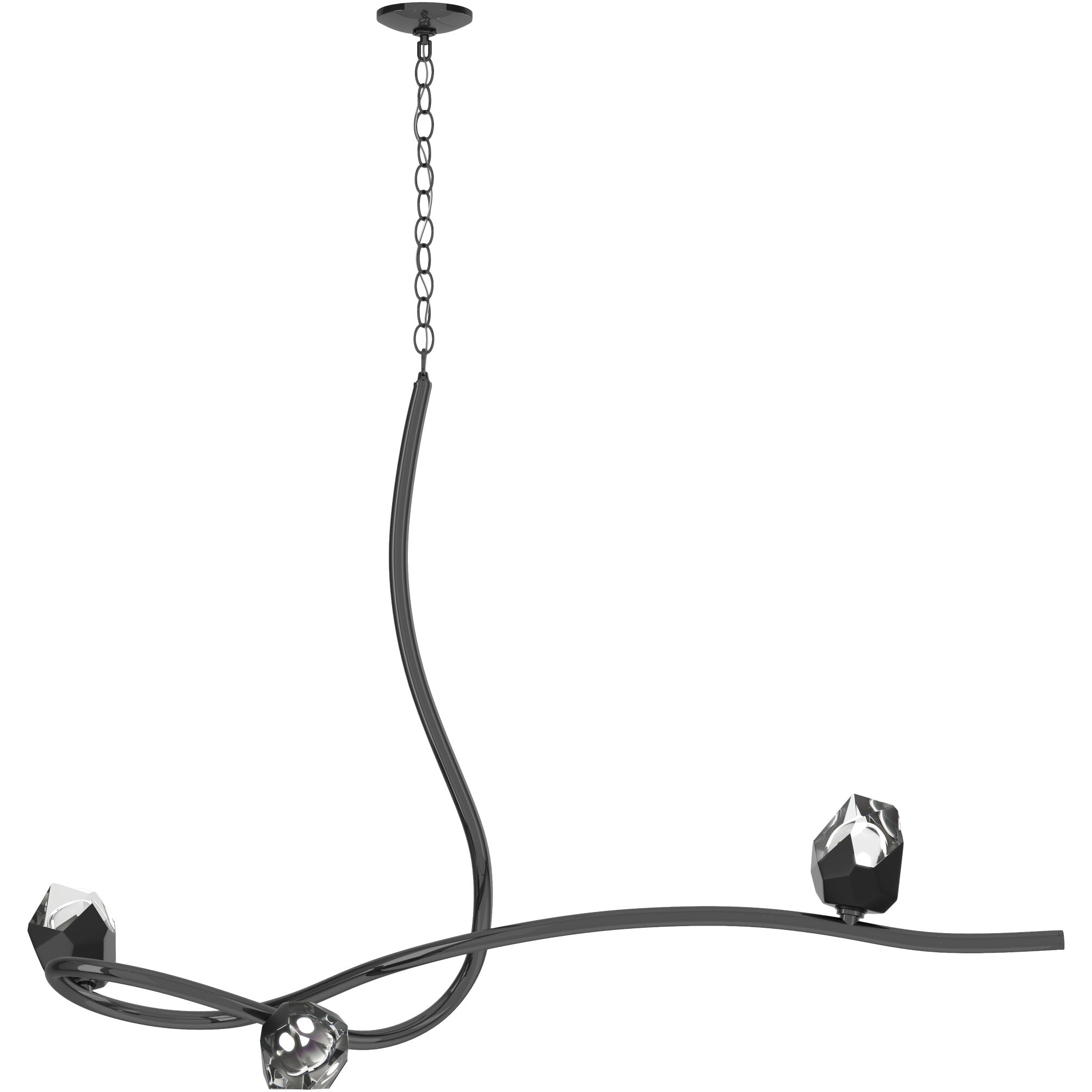 Glacier 3 Light 44.2 inch Ink Pendant Ceiling Light in Black Crystal