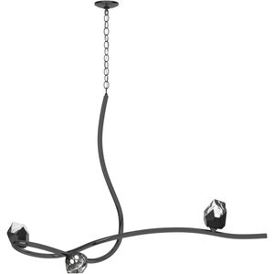 Glacier 3 Light 44.2 inch Ink Pendant Ceiling Light in Black Crystal