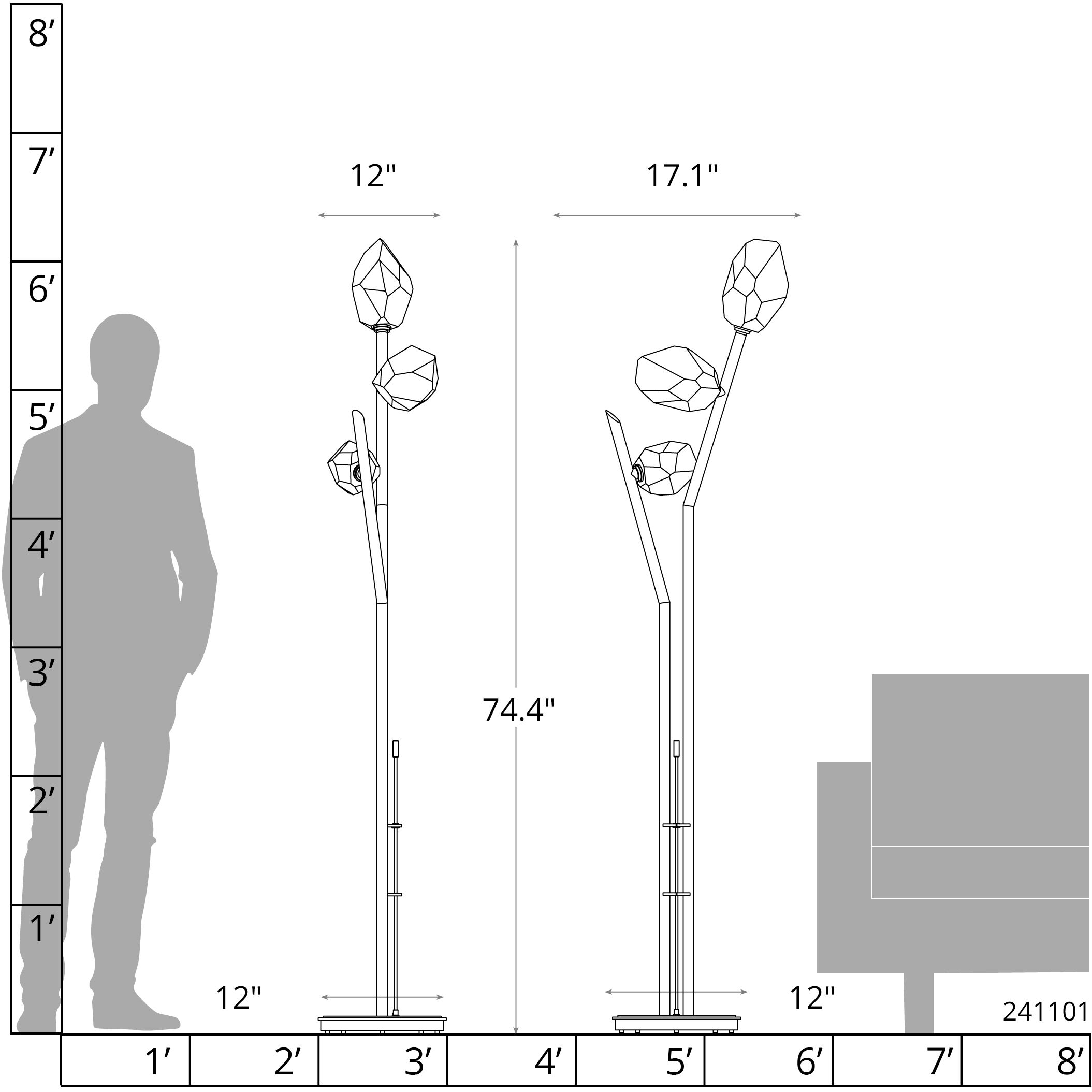 Chrysalis 74.4 inch 5 watt Ink Floor Lamp Portable Light in White Crystal