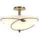 Forged Leaves 3 Light 16 inch Soft Gold Semi-Flush Ceiling Light in Opal, Large
