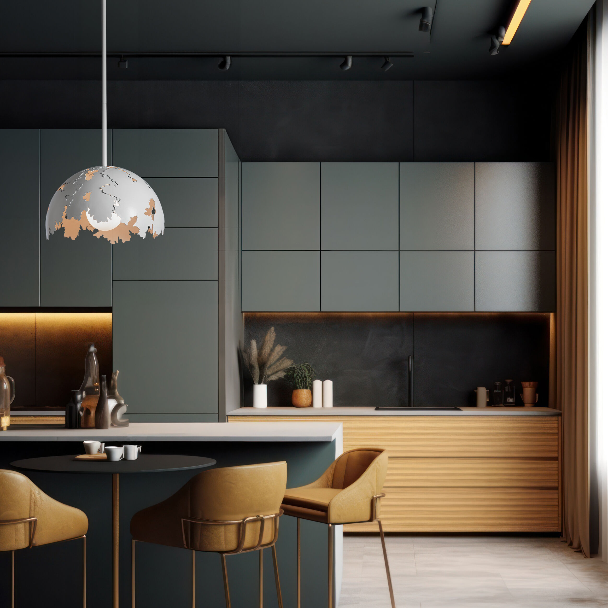 Pangea 1 Light 15.3 inch Modern Brass Pendant Ceiling Light