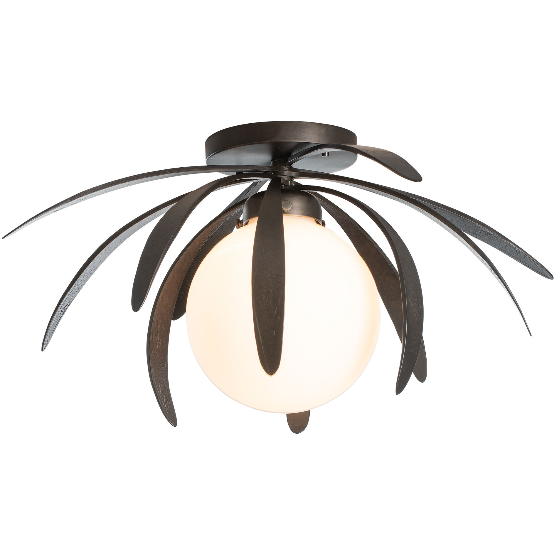 Dahlia 1 Light 21.3 inch Dark Smoke Semi-Flush Ceiling Light in Opal