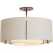 Exos 3 Light 22.9 inch Bronze Semi-Flush Ceiling Light in Natural Anna/Flax