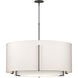 Exos Double Shade 3 Light 31.3 inch Sterling Large Scale Pendant Ceiling Light in Natural Anna/Flax