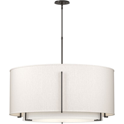 Exos Double Shade 3 Light 31.3 inch Sterling Large Scale Pendant Ceiling Light in Natural Anna/Flax