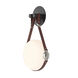Derby LED 10.9 inch Black and Polished Nickel ADA Sconce Wall Light in Leather British Brown/Non-Branded Plate, Black/Polished Nickel
