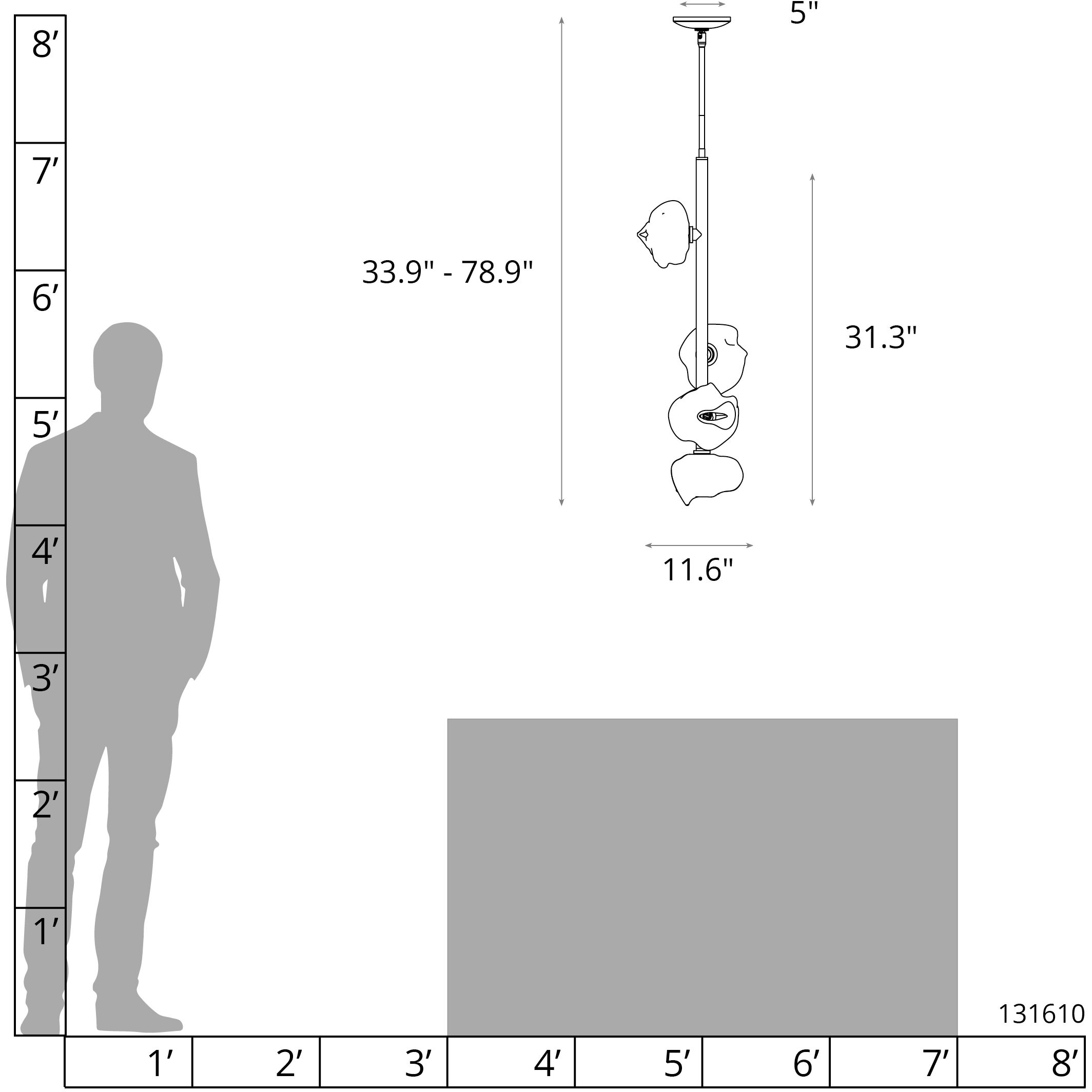 Ume 4 Light 11.6 inch Natural Iron Vertical Pendant Ceiling Light in Frosted