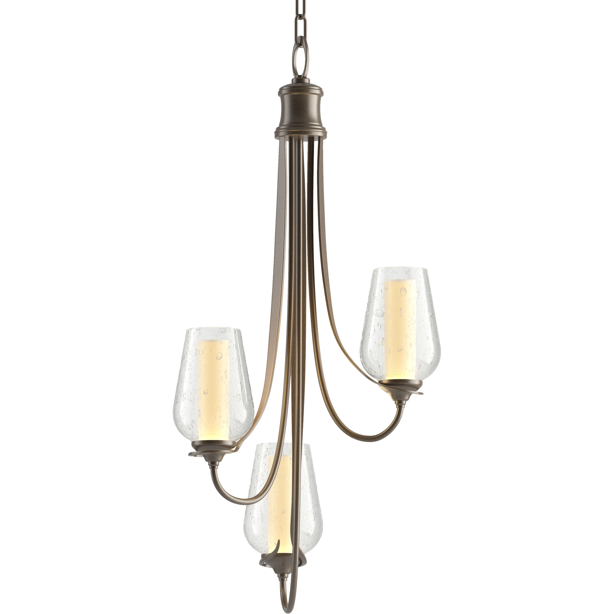 Flora 3 Light 15.8 inch Bronze Chandelier Ceiling Light in Seeded with Opal